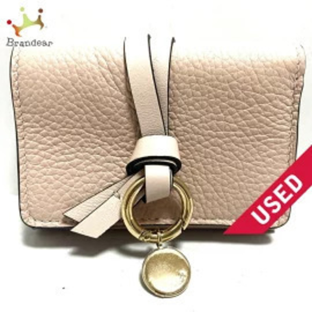 Chloe Alphabet Trifold Wallet Beige Cream leather